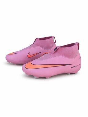 Nike Mercurial Boys 6 Pink Laceless Soccer Cleats with Orange Swoosh